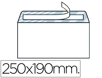 250 sobres Liderpapel 190x250mm. offset blanco 90g/m²